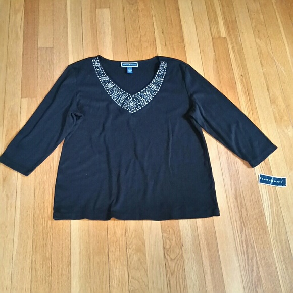 Karen Scott | Tops | Karen Scott Xl Sparkly Black Top 0 Cotton | Poshmark